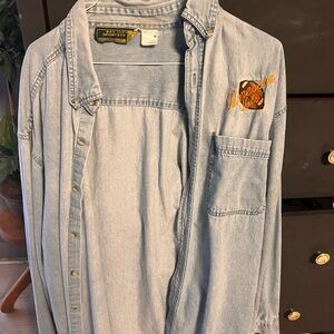 Vintage Tennessee Vols Volunteers Denim Embroidered Button Up